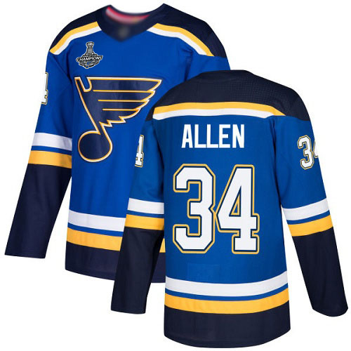 Adidas Blues #34 Jake Allen Blue Home Authentic Stanley Cup Champions Stitched Youth NHL Jersey