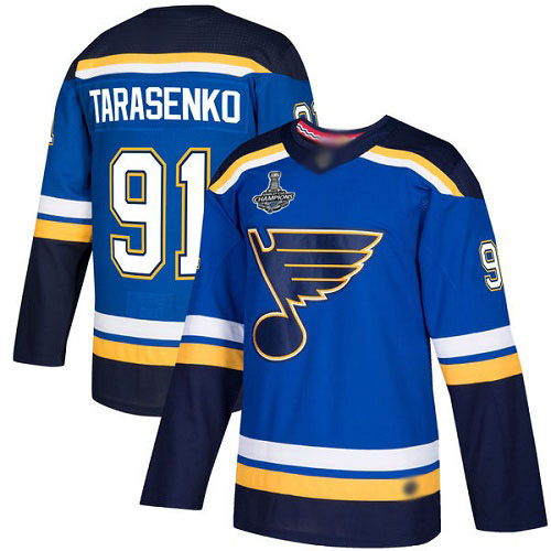Adidas Blues #91 Vladimir Tarasenko Blue Home Authentic Stanley Cup Champions Stitched Youth NHL Jersey