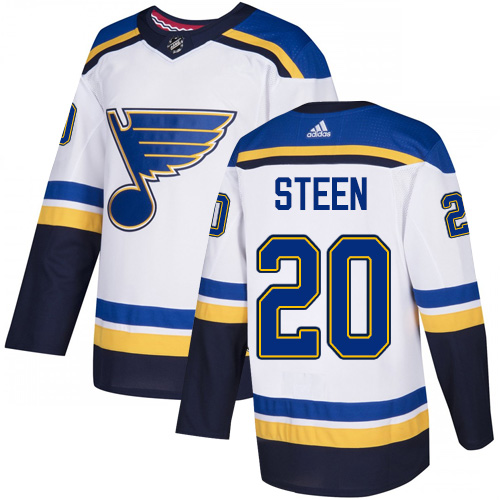 Adidas Blues #20 Alexander Steen White Road Authentic Stitched Youth NHL Jersey