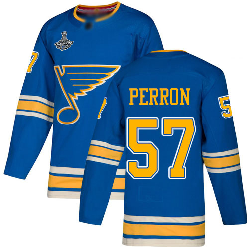 Adidas Blues #57 David Perron Blue Alternate Authentic Stanley Cup Champions Stitched Youth NHL Jersey