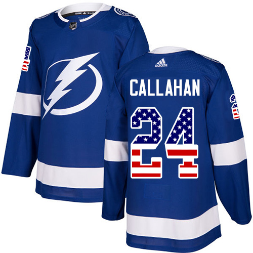 Adidas Lightning #24 Ryan Callahan Blue Home Authentic USA Flag Stitched Youth NHL Jersey