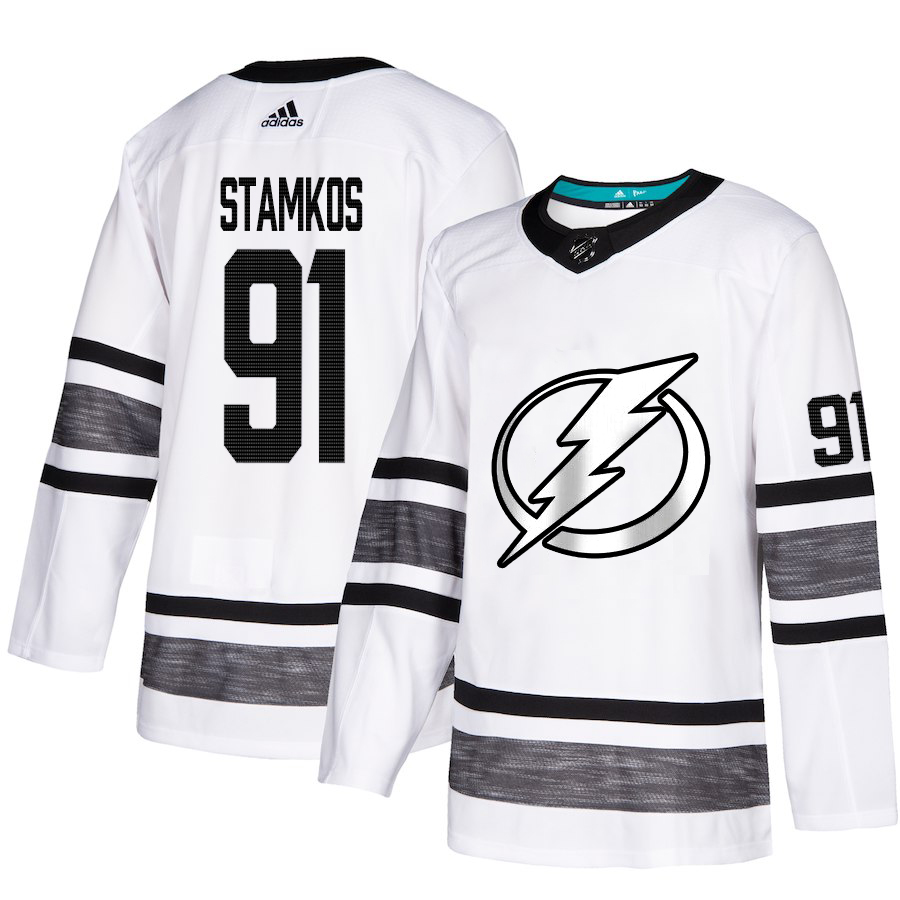 Adidas Lightning #91 Steven Stamkos White Authentic 2019 All-Star Stitched Youth NHL Jersey
