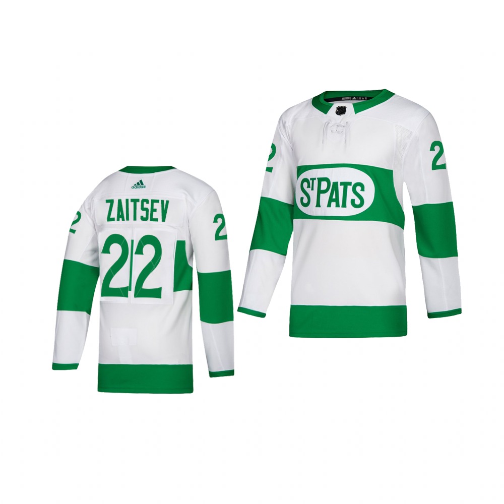 Adidas Maple Leafs #22 Nikita Zaitsev White 2019 St. Patrick's Day Authentic Player Stitched Youth NHL Jersey