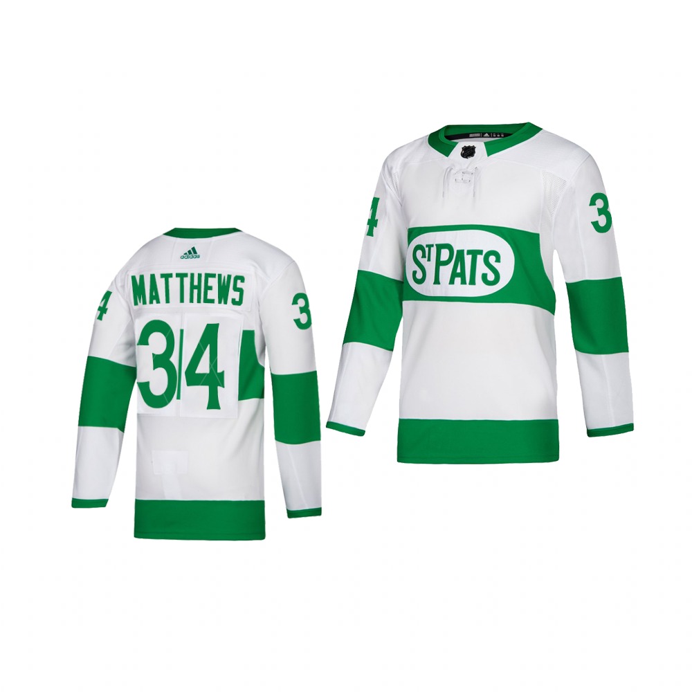 Adidas Maple Leafs #34 Auston Matthews White 2019 St. Patrick's Day Authentic Player Stitched Youth NHL Jersey