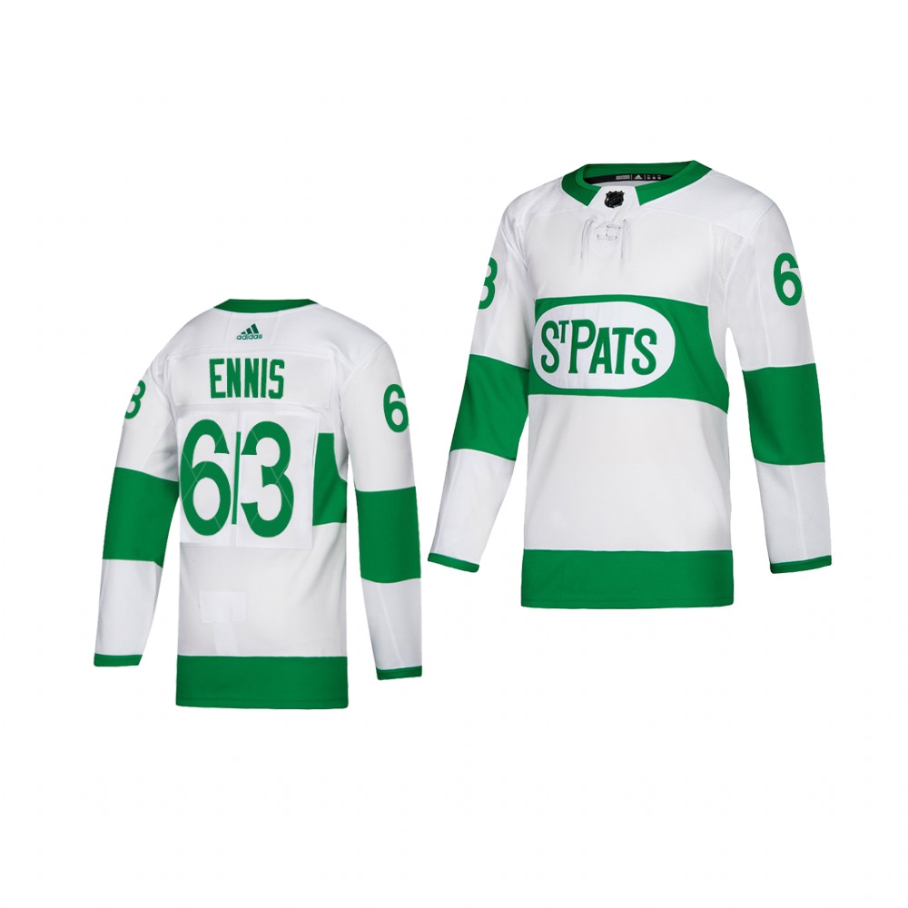 Adidas Maple Leafs #63 Tyler Ennis White 2019 St. Patrick's Day Authentic Player Stitched Youth NHL Jersey