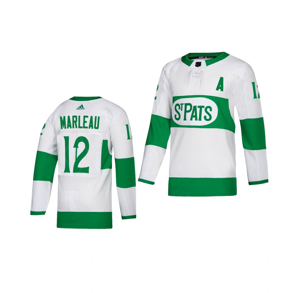 Adidas Maple Leafs #12 Patrick Marleau White 2019 St. Patrick's Day Authentic Player Stitched Youth NHL Jersey
