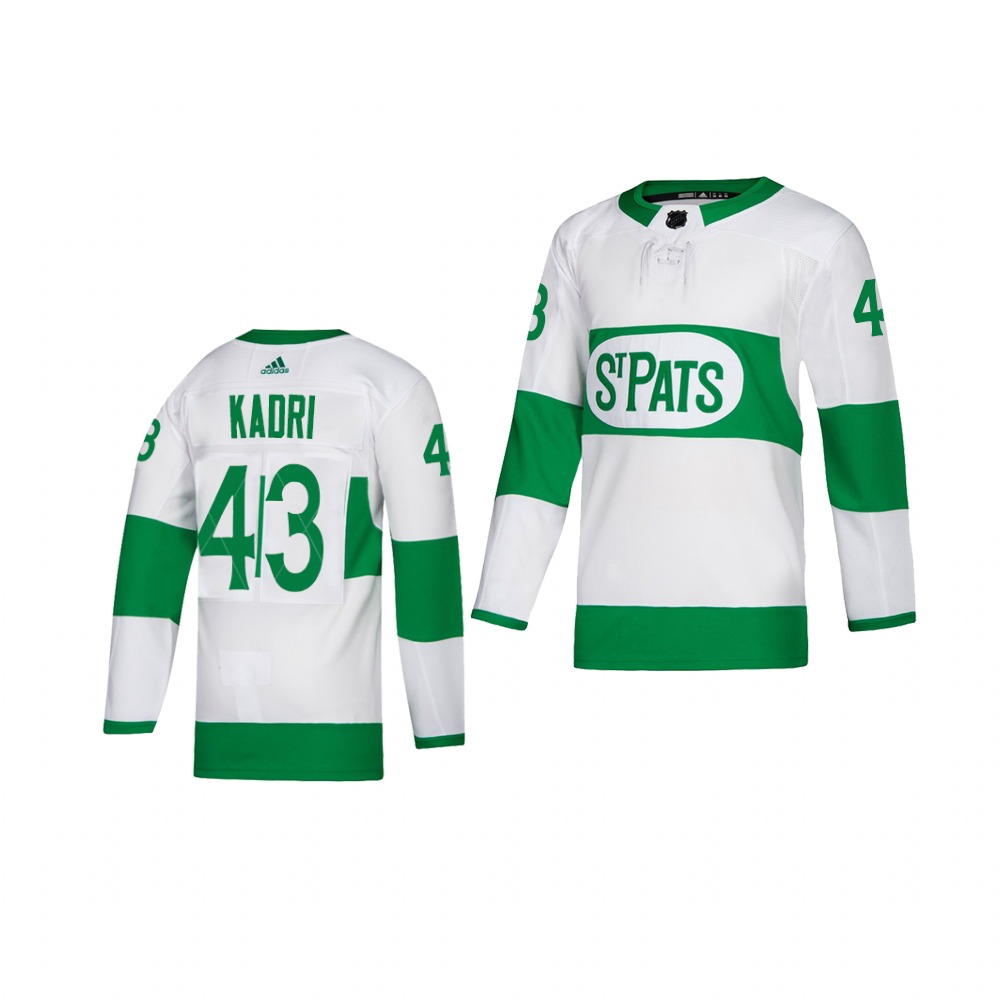 Adidas Maple Leafs #43 Nazem Kadri White 2019 St. Patrick's Day Authentic Player Stitched Youth NHL Jersey
