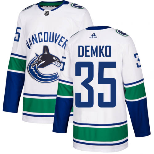 Adidas Canucks #35 Thatcher Demko White Road Authentic Stitched Youth NHL Jersey