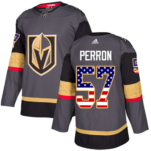 Adidas Golden Knights #57 David Perron Grey Home Authentic USA Flag Stitched Youth NHL Jersey