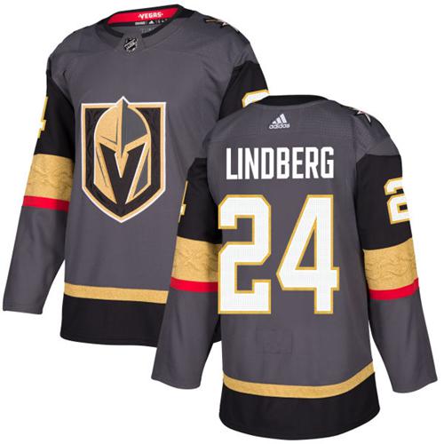 Adidas Golden Knights #24 Oscar Lindberg Grey Home Authentic Stitched Youth NHL Jersey
