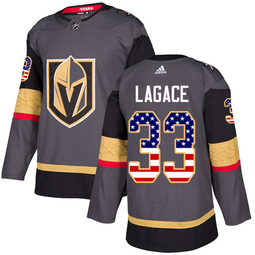 Adidas Golden Knights #33 Maxime Lagace Grey Home Authentic USA Flag Stitched Youth NHL Jersey