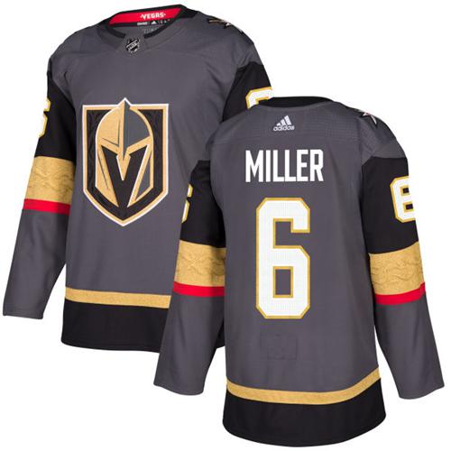 Adidas Golden Knights #6 Colin Miller Grey Home Authentic Stitched Youth NHL Jersey
