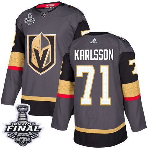 Adidas Golden Knights #71 William Karlsson Grey Home Authentic 2018 Stanley Cup Final Stitched Youth NHL Jersey