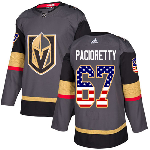 Adidas Golden Knights #67 Max Pacioretty Grey Home Authentic USA Flag Stitched Youth NHL Jersey