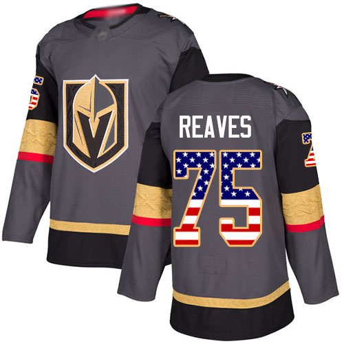 Adidas Golden Knights #75 Ryan Reaves Grey Home Authentic USA Flag Stitched Youth NHL Jersey