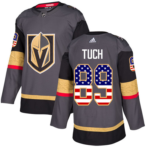 Adidas Golden Knights #89 Alex Tuch Grey Home Authentic USA Flag Stitched Youth NHL Jersey