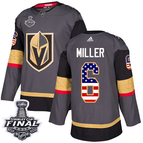 Adidas Golden Knights #6 Colin Miller Grey Home Authentic USA Flag 2018 Stanley Cup Final Stitched Youth NHL Jersey
