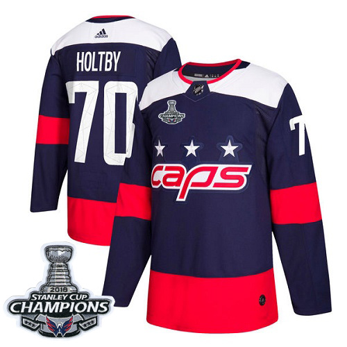 Adidas Capitals #70 Braden Holtby Navy Authentic 2018 Stadium Series Stanley Cup Final Champions Stitched Youth NHL Jersey