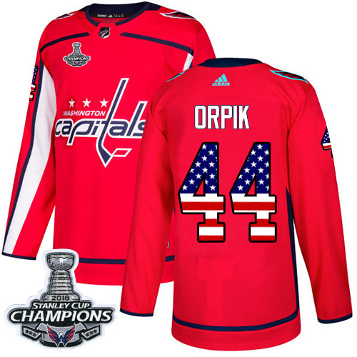 Adidas Capitals #44 Brooks Orpik Red Home Authentic USA Flag Stanley Cup Final Champions Stitched Youth NHL Jersey