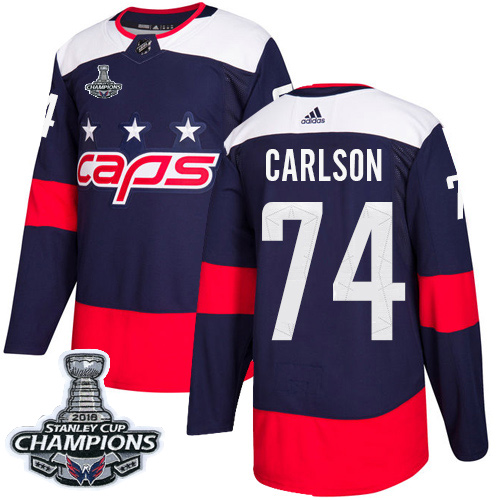 Adidas Capitals #74 John Carlson Navy Authentic 2018 Stadium Series Stanley Cup Final Champions Stitched Youth NHL Jersey