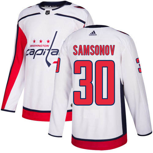 Adidas Capitals #30 Ilya Samsonov White Road Authentic Stitched Youth NHL Jersey