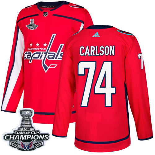 Adidas Capitals #74 John Carlson Red Home Authentic Stanley Cup Final Champions Stitched Youth NHL Jersey