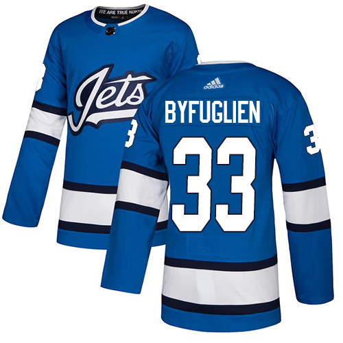 Adidas Jets #33 Dustin Byfuglien Blue Alternate Authentic Stitched Youth NHL Jersey