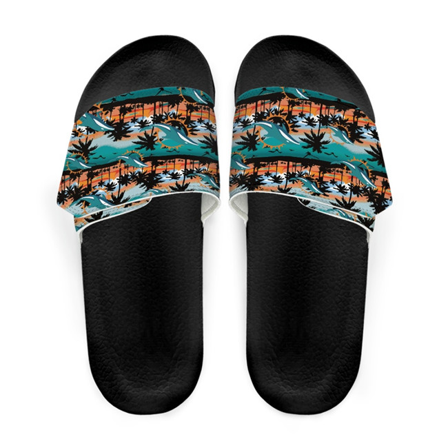 Men's Miami Dolphins Beach Adjustable Slides Non-Slip Slippers/Sandals/Shoes 001