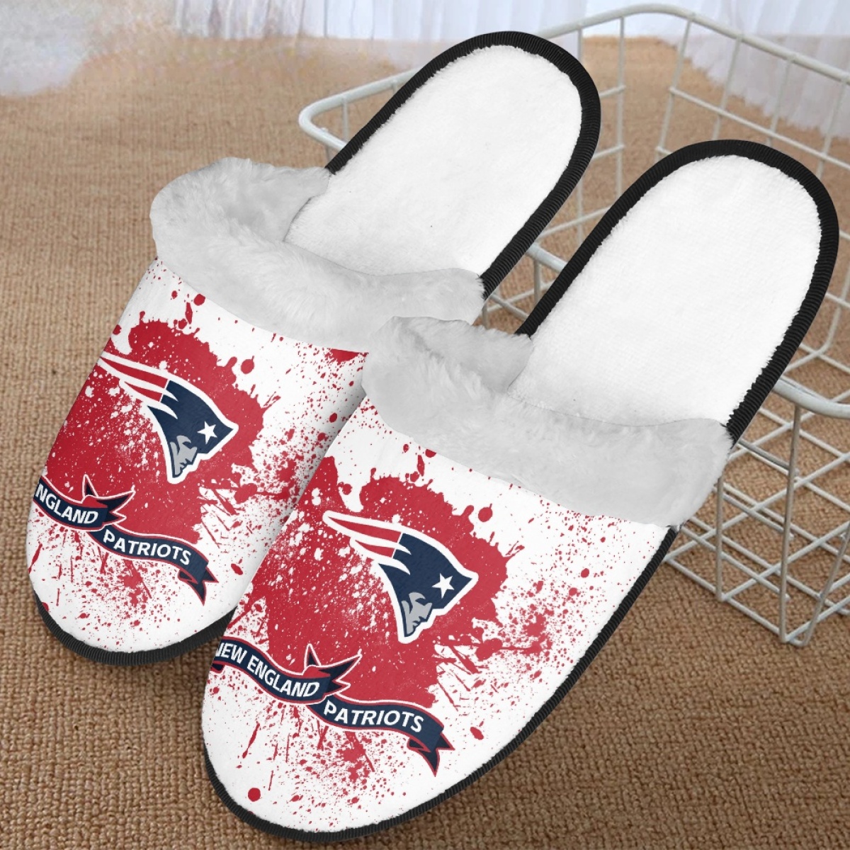 Men's New England Patriots Team Logo Staycation Slippers/Shoes(Pls check description for details) 002