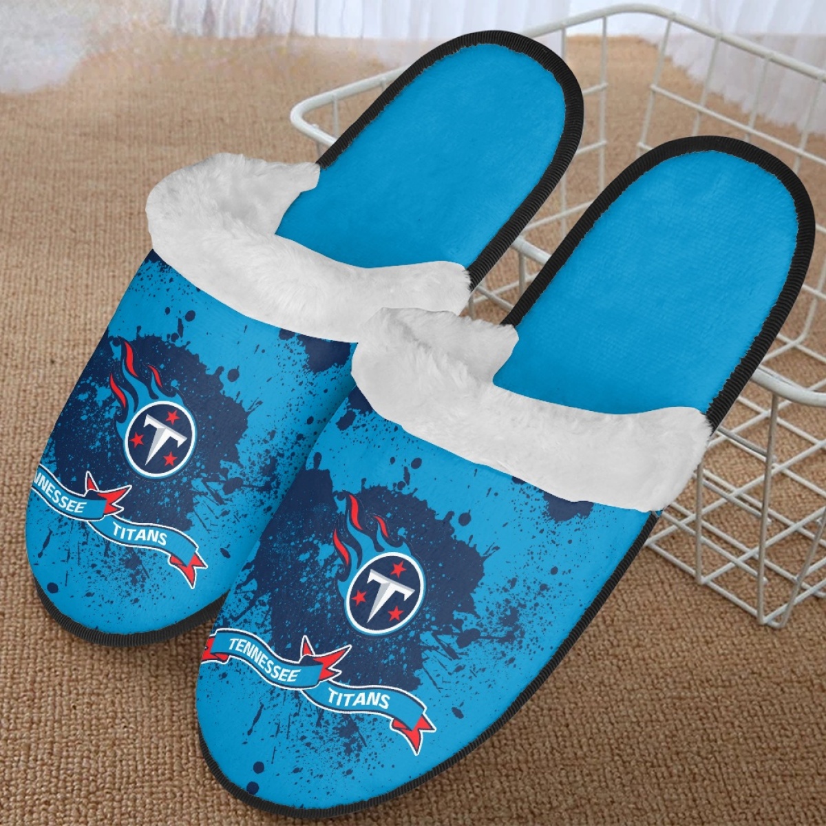 Men's Tennessee Titans Team Logo Staycation Slippers/Shoes(Pls check description for details) 002
