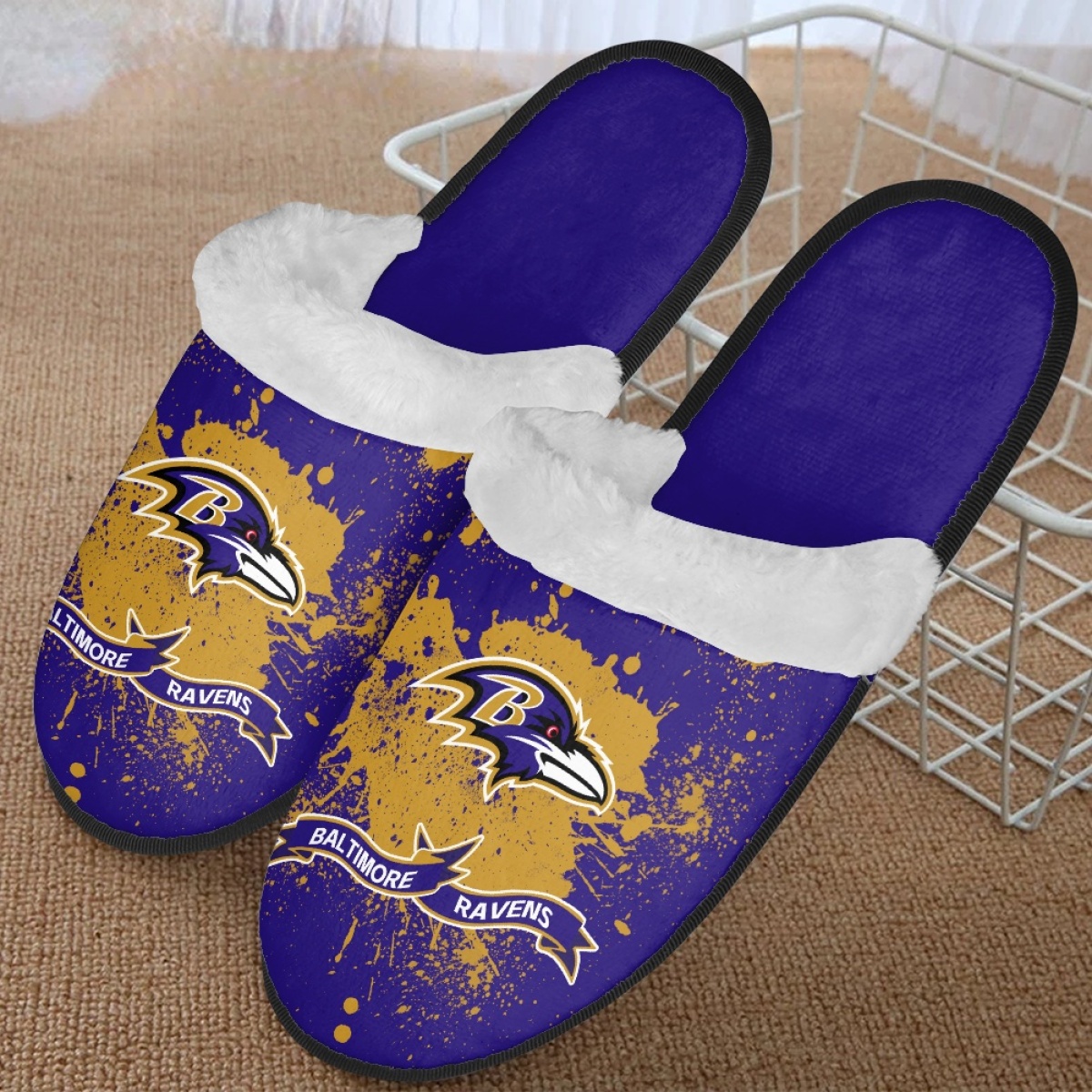 Men's Baltimore Ravens Team Logo Staycation Slippers/Shoes(Pls check description for details) 002