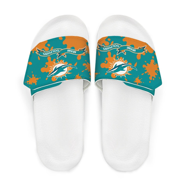 Men's Miami Dolphins Beach Adjustable Slides Non-Slip Slippers/Sandals/Shoes 004