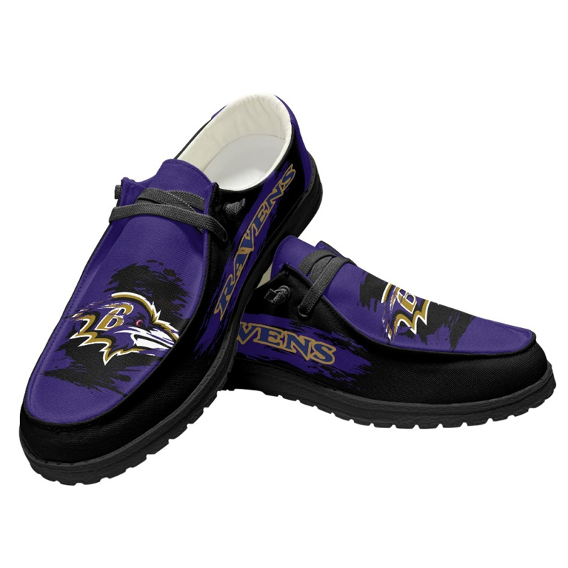 Men's Baltimore Ravens Loafers Lace Up Shoes 001 (Pls check description for details)