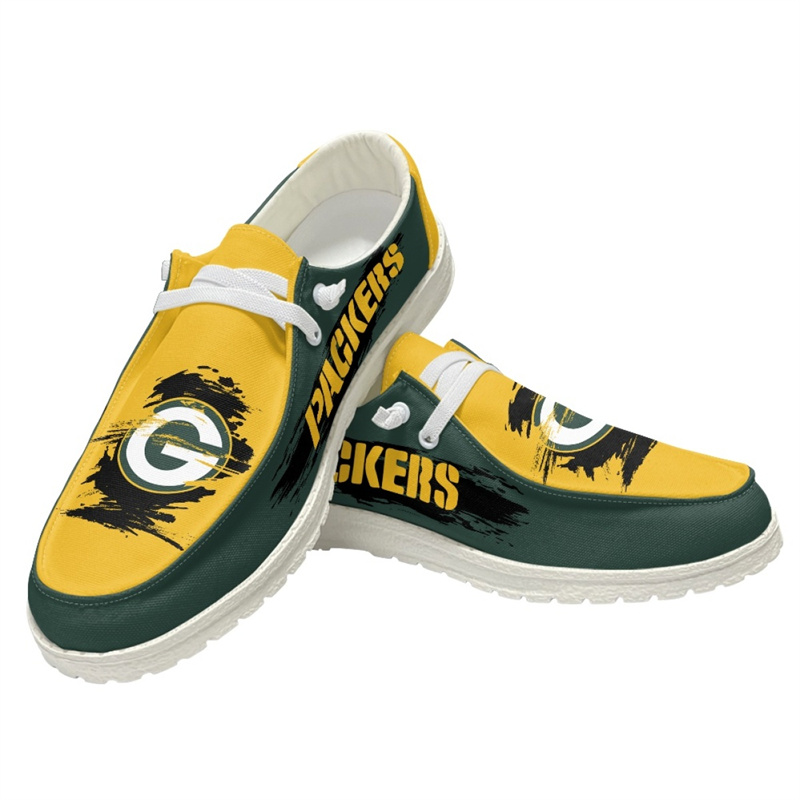 Men's Green Bay Packers Loafers Lace Up Shoes 002 (Pls check description for details)