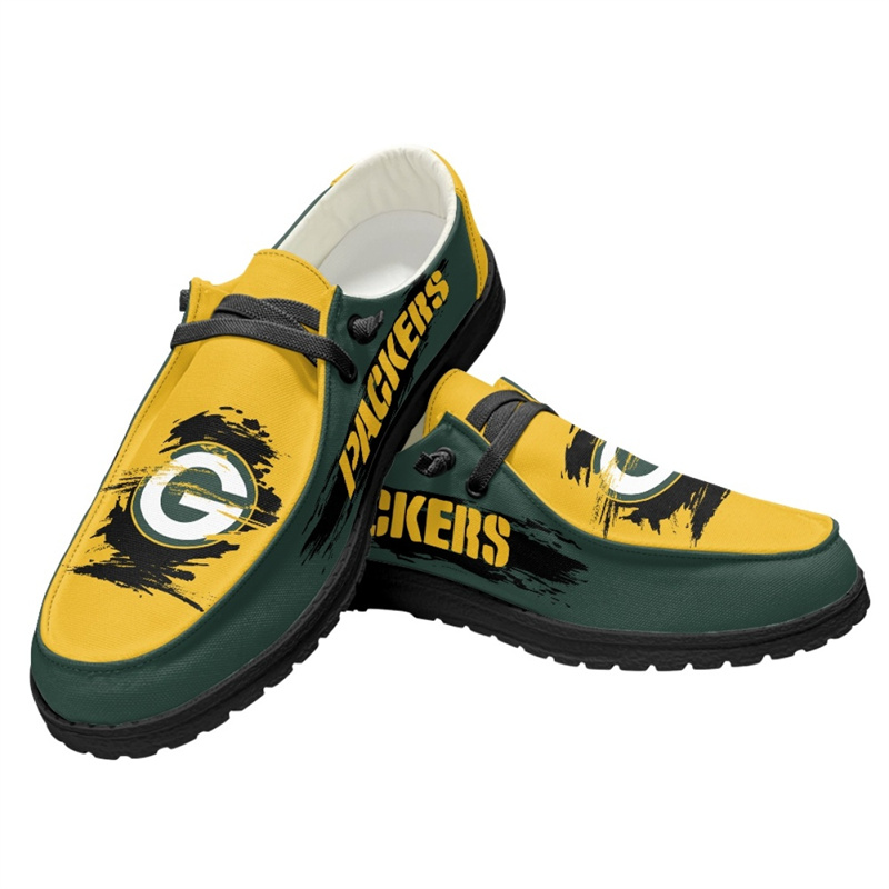 Women's Green Bay Packers Loafers Lace Up Shoes 002 (Pls check description for details)