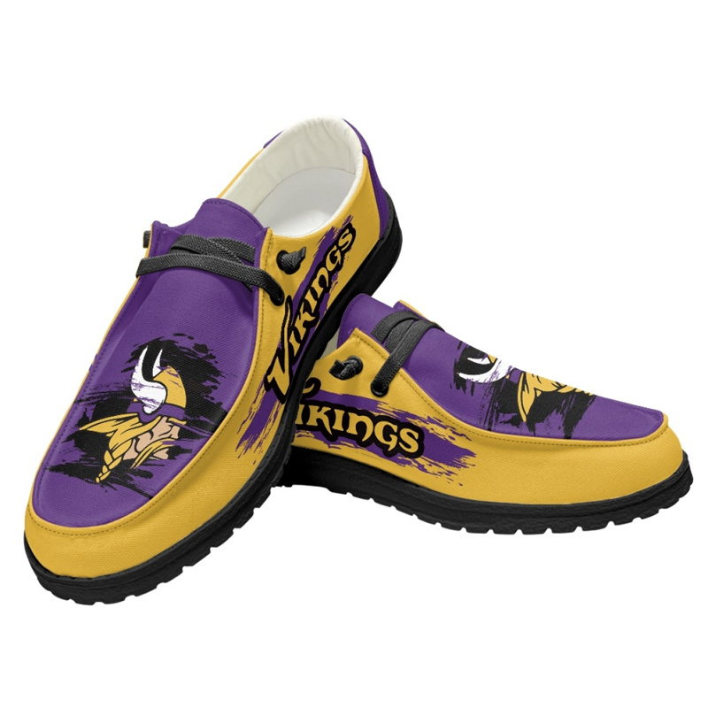 Women's Minnesota Vikings Loafers Lace Up Shoes 001 (Pls check description for details)