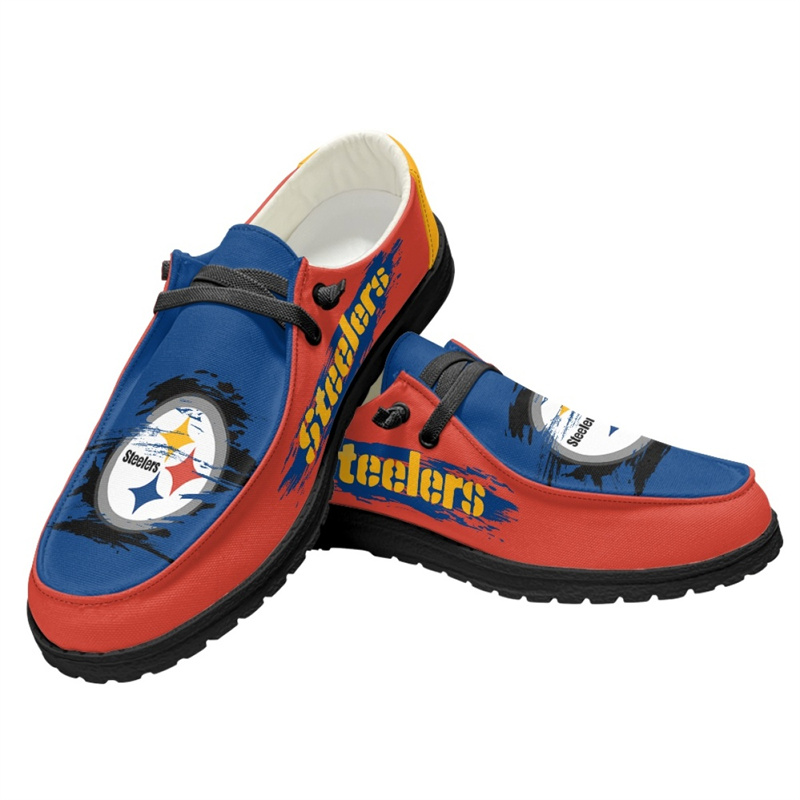 Women's Pittsburgh Steelers Loafers Lace Up Shoes 001 (Pls check description for details)