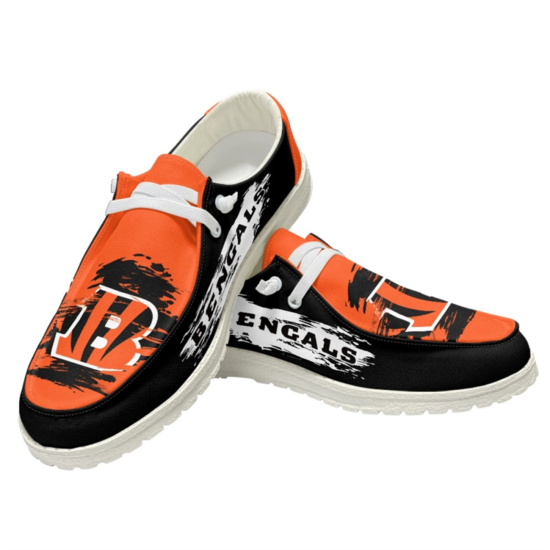 Men's Cincinnati Bengals Loafers Lace Up Shoes 002 (Pls check description for details)