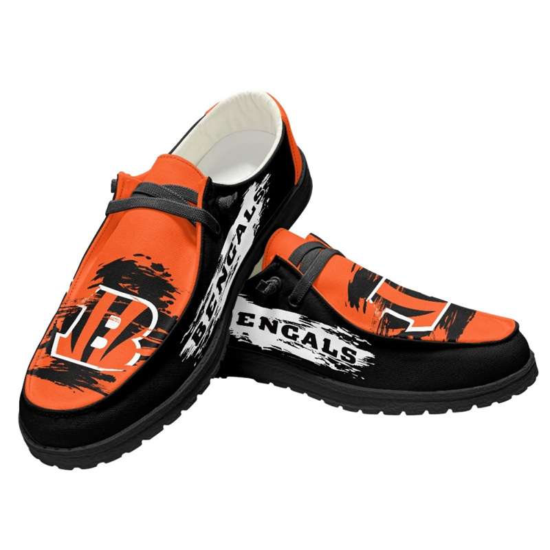 Women's Cincinnati Bengals Loafers Lace Up Shoes 002 (Pls check description for details)