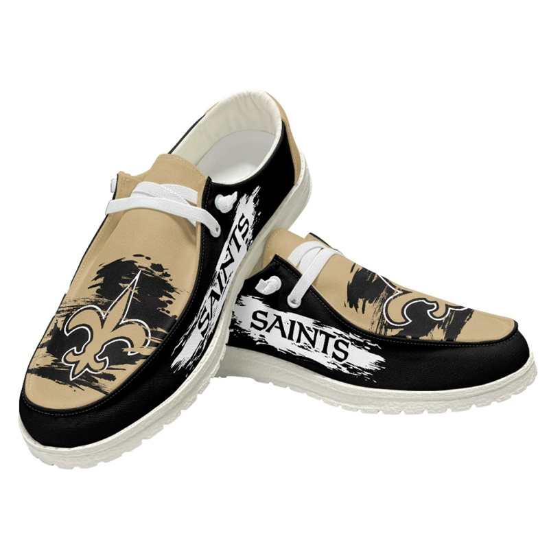 Women's New Orleans Saints Loafers Lace Up Shoes 001 (Pls check description for details)
