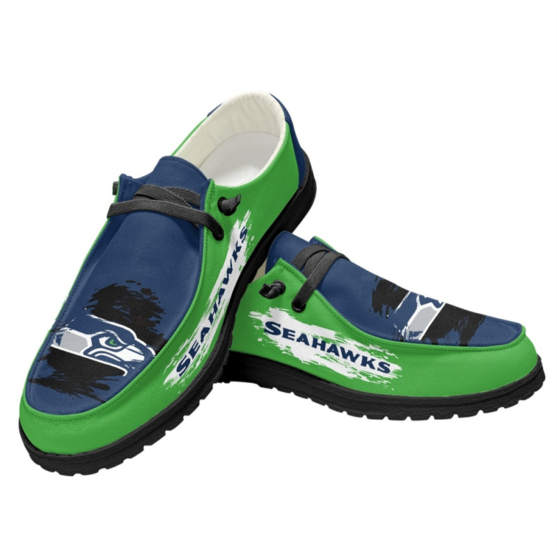 Men's Seattle Seahawks Loafers Lace Up Shoes 001 (Pls check description for details)