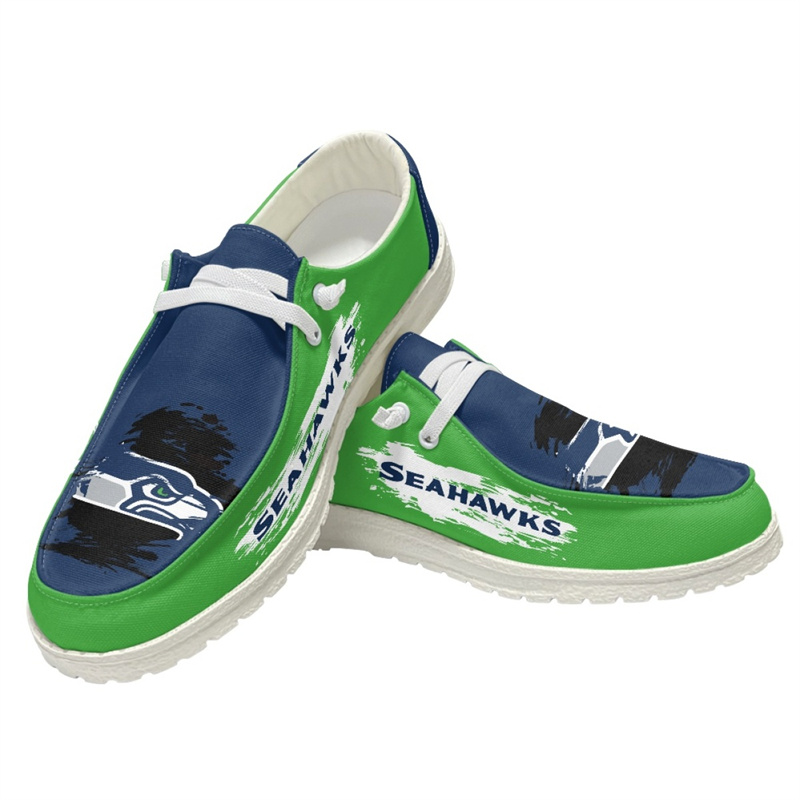 Men's Seattle Seahawks Loafers Lace Up Shoes 002 (Pls check description for details)
