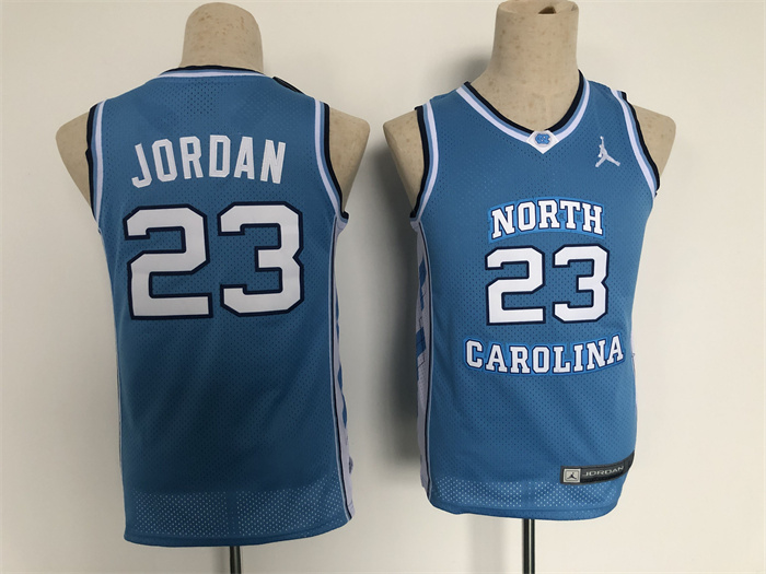 Youth North Carolina #23 Michael Jordan Blue Stitched Basketball Jersey