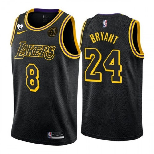 Youth Los Angeles Lakers Front #8 Back #24 Kobe Bryant With KB Patch &Gigi Patch Black NBA Stitched Jersey