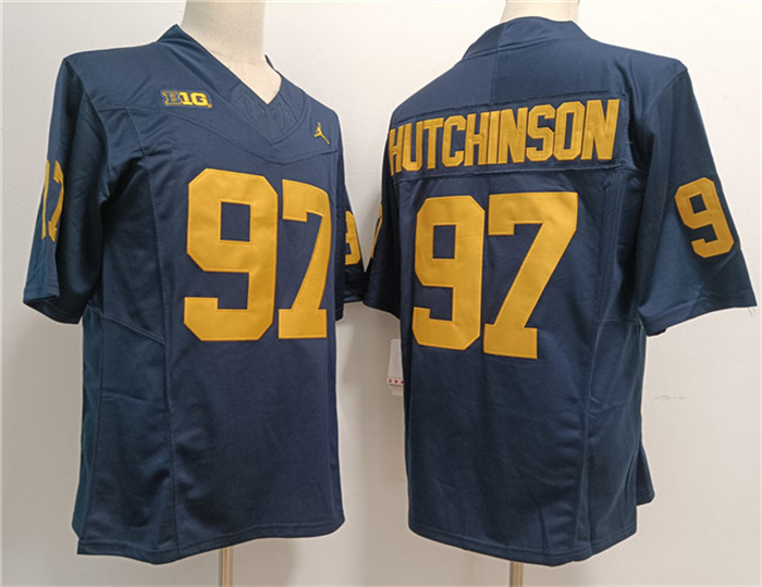 Men's Michigan Wolverines #97 Aidan Hutchinson Navy Stitched Jersey