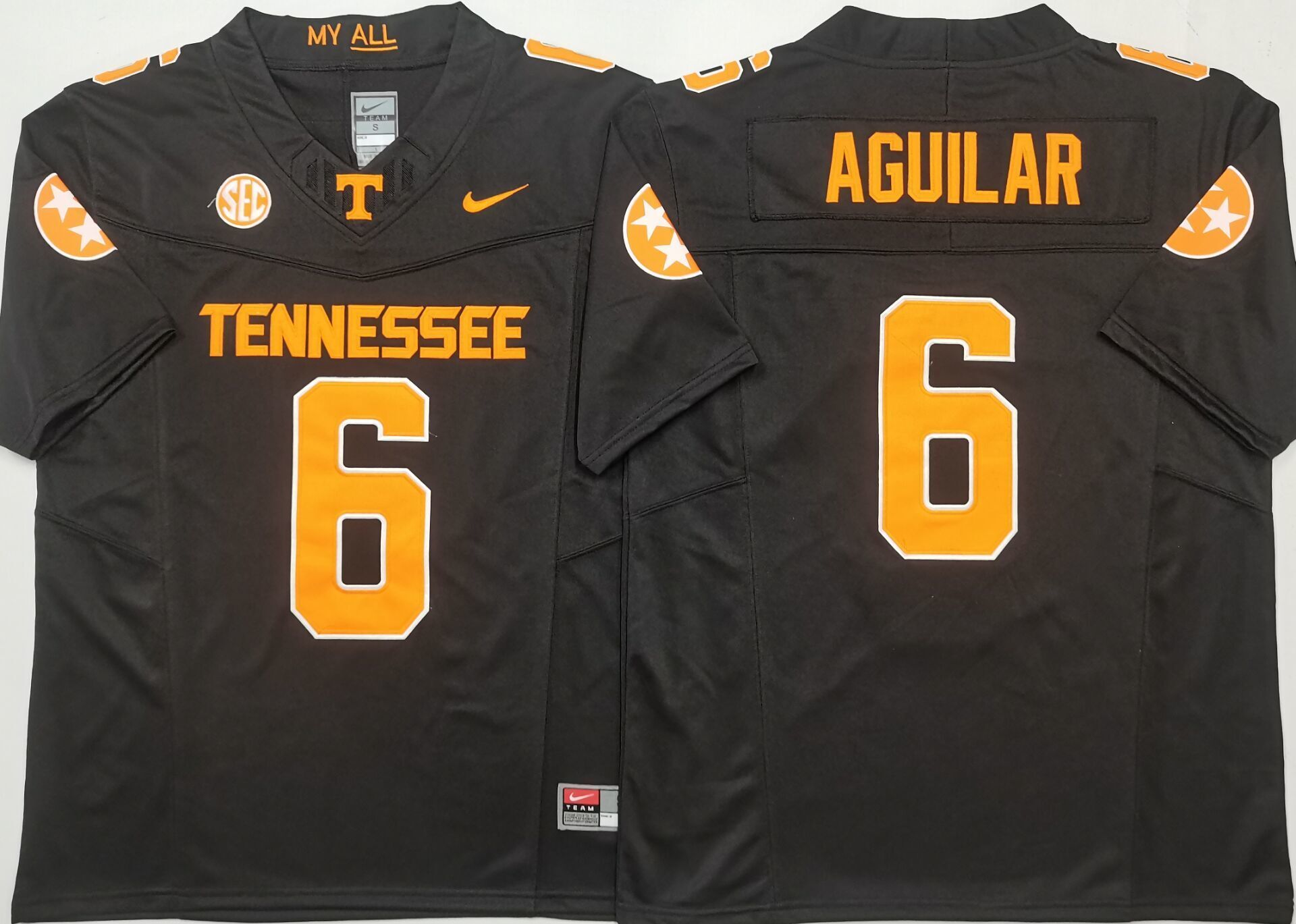 Men's Tennessee Volunteers #6 Joey Aguilar Black F.U.S.E. Stitched Jersey