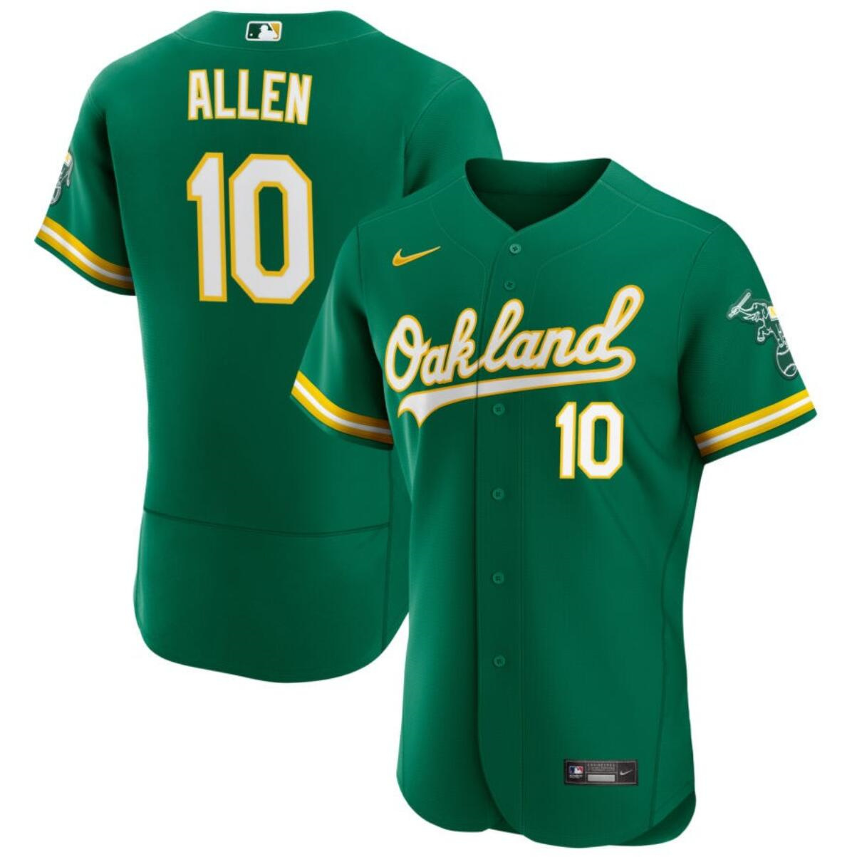 Men's Oakland Athletics #10 Nick Allen Green Flex Base Stitched Jersey