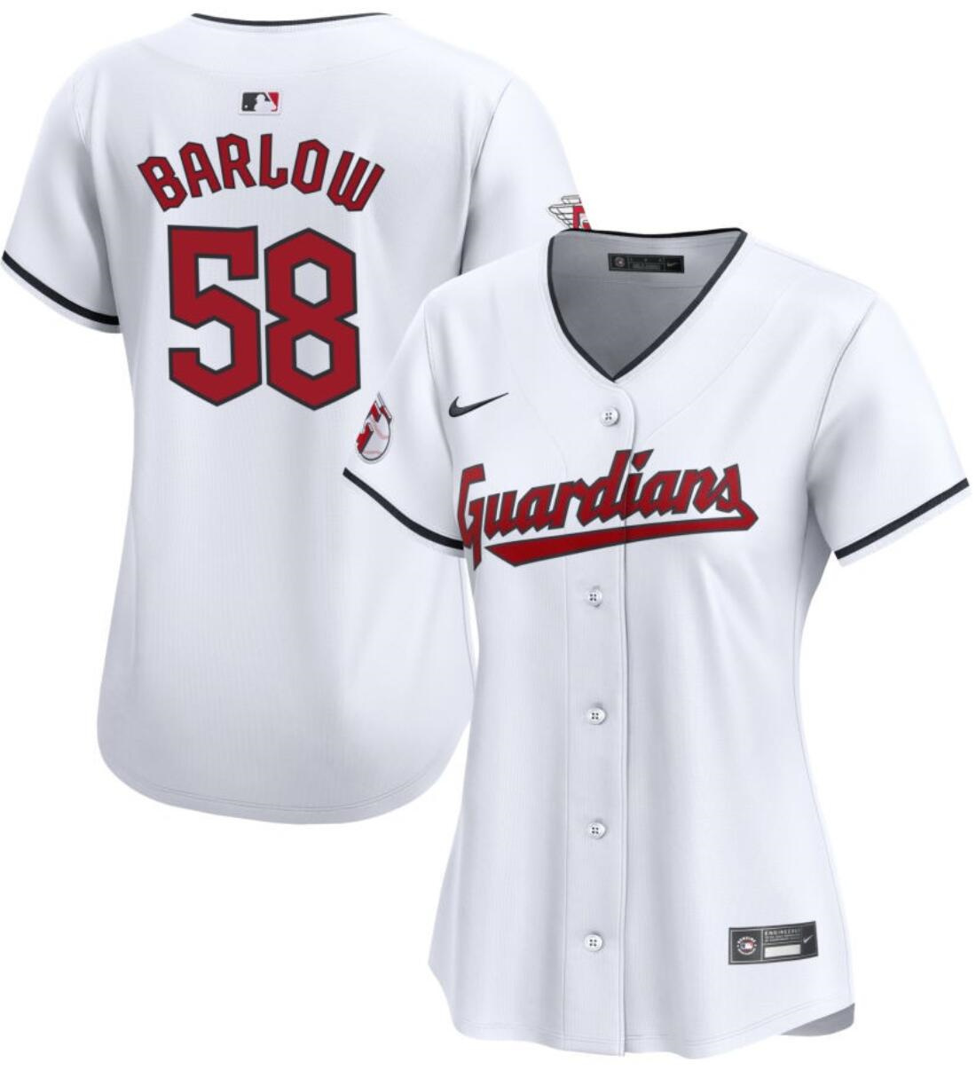 Women's Cleveland Guardians #58 Scott Barlow White Stitched Baseball Jersey(Run Small)