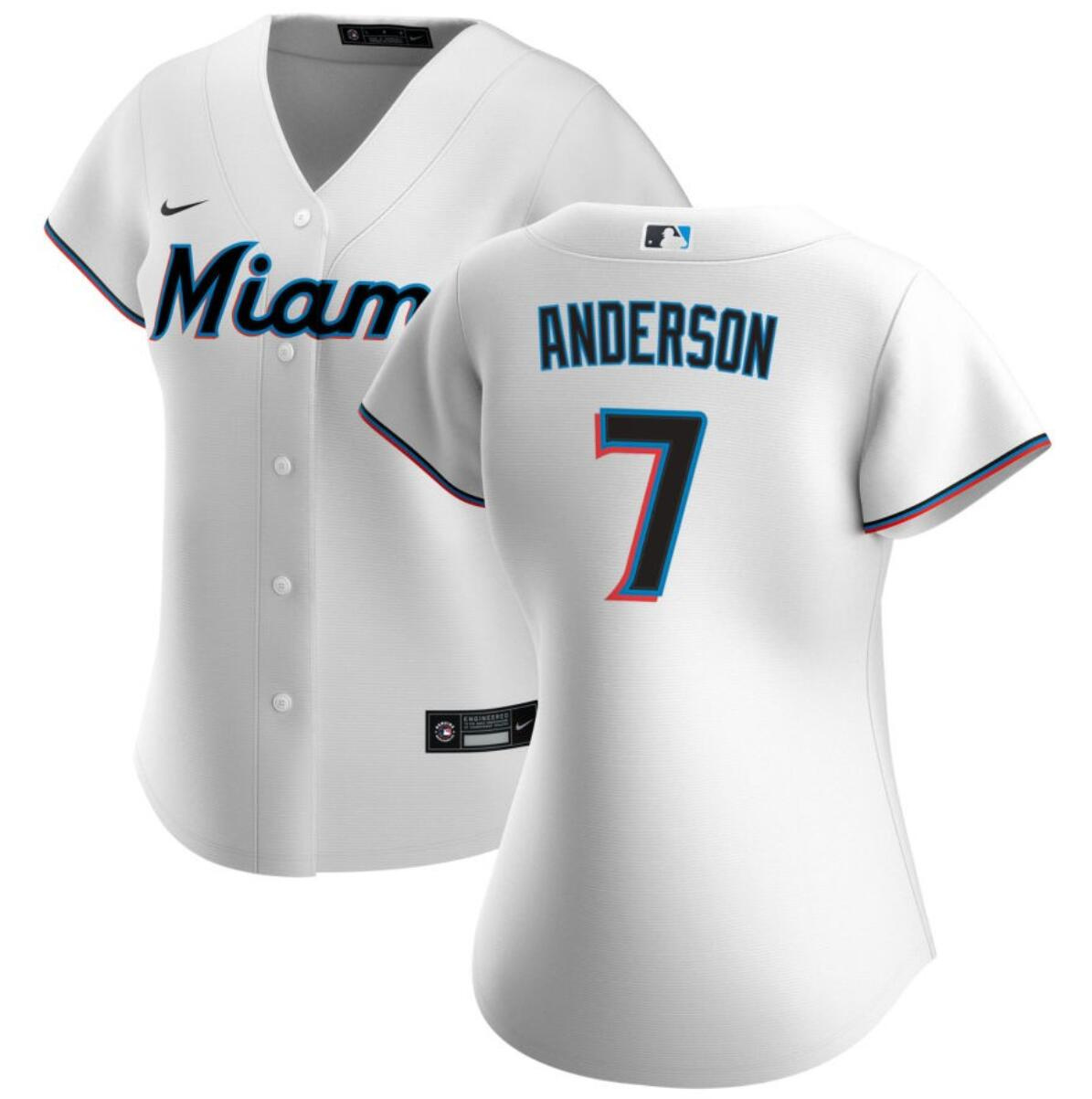 Women's Miami Marlins #7 Tim Anderson White Cool Base Stitched Baseball Jersey