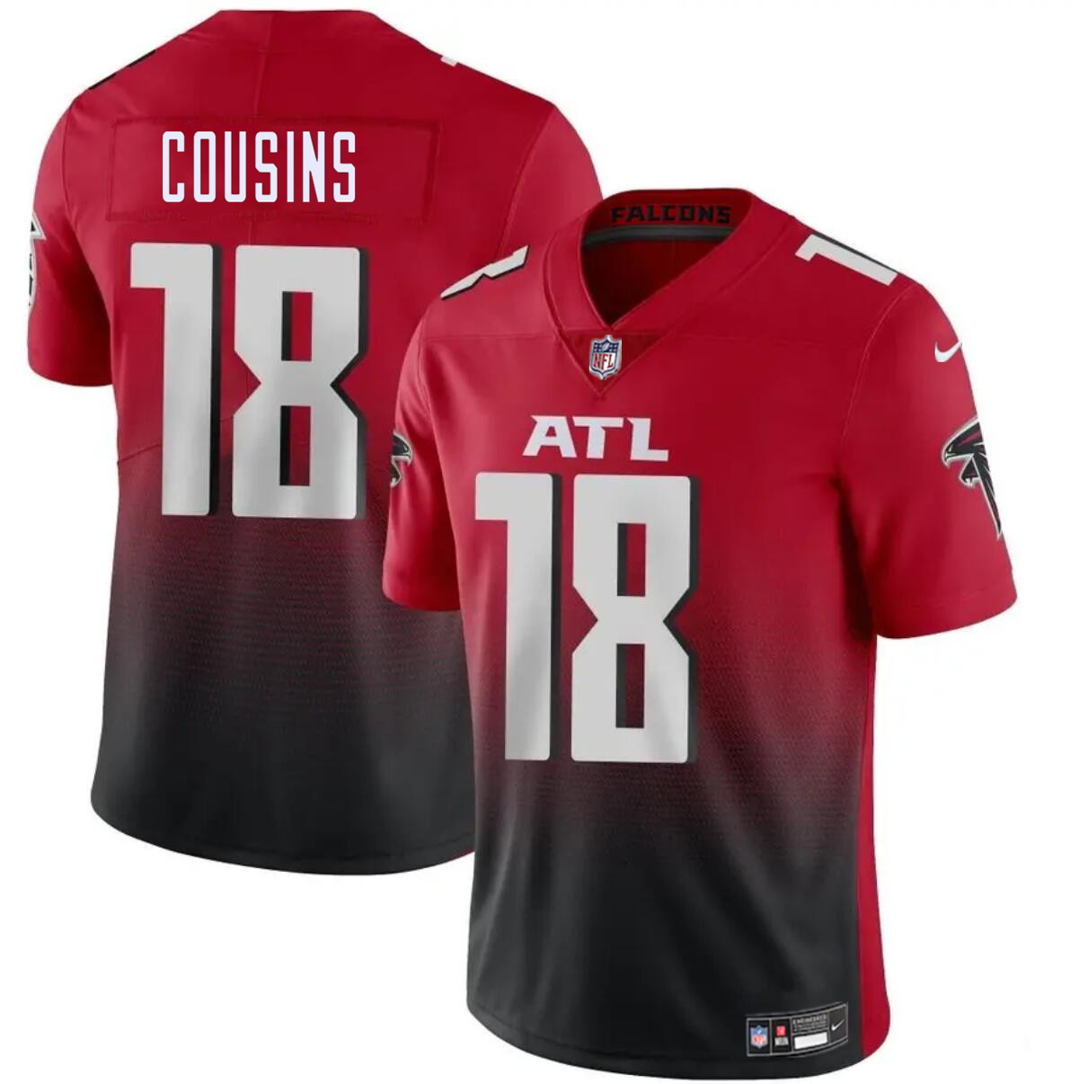 Youth Atlanta Falcons #18 Kirk Cousins Red/Black Vapor Untouchable Limited Stitched Football Jersey